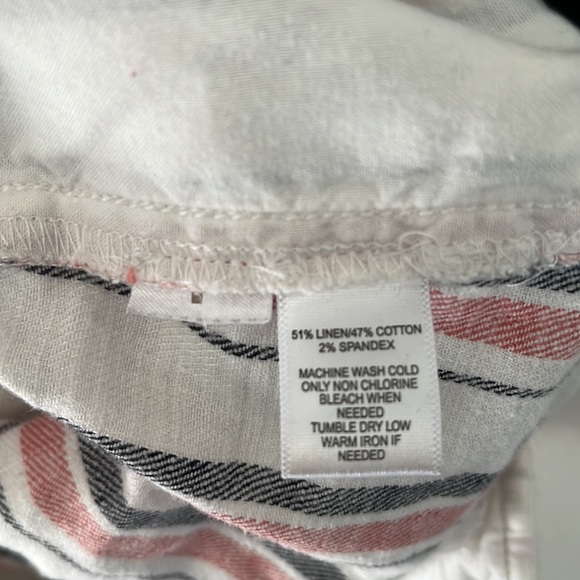 Loft Womens Pant White Linen Striped Marisa Coastal Grandma Academia Ankle - Picture 8 of 9